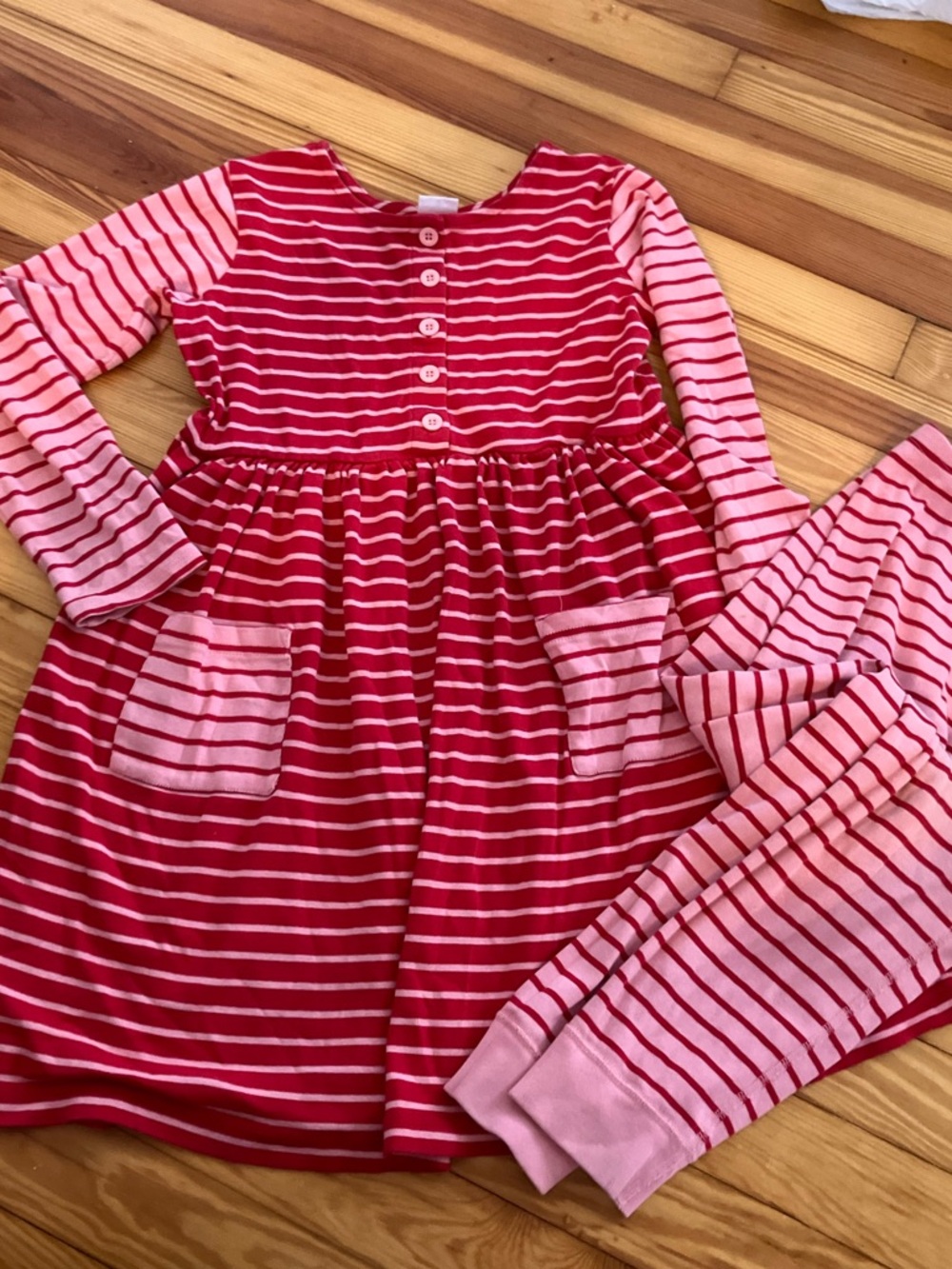 Hanna Andersson stripes dress & legging set 140/ us 10